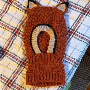 Handmade Cozy Brown Fox Knit Hat for Kids